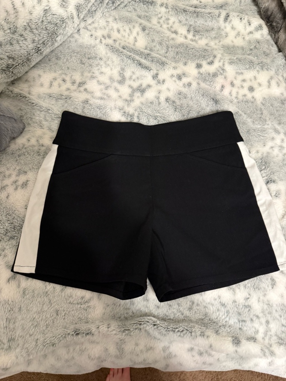 INC International Concepts Black High Waisted Shorts with White Side Panels